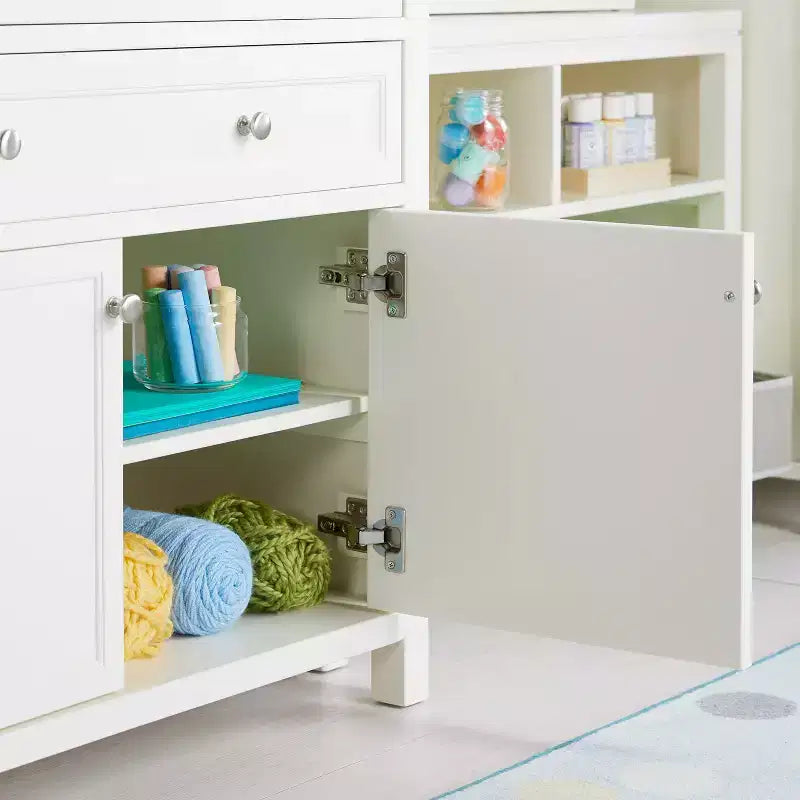 Meuble de rangement pour fournitures d'art pour enfants avec 5 tiroirs, portes à fermeture amortie et finition anti-rayures