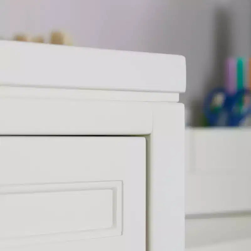 Meuble de rangement pour fournitures d'art pour enfants avec 5 tiroirs, portes à fermeture amortie et finition anti-rayures