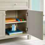 Meuble de rangement pour fournitures d'art pour enfants avec 5 tiroirs, portes à fermeture amortie et finition anti-rayures