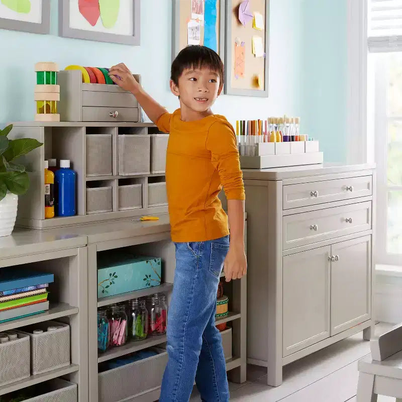 Martha Stewart Crafting Kids' Artwork Cabinet: Children's Wooden Arts and Crafts supplies Organizer with Paper Storage Drawers