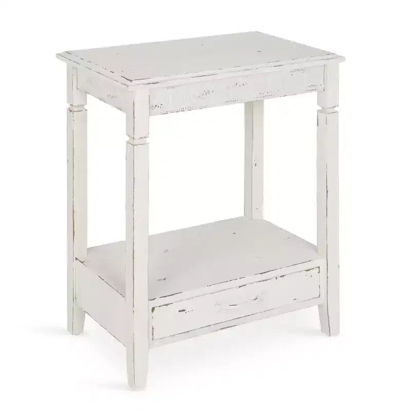 Kate and Laurel Idabelle Rectangle Wood Side Table, 13.5x22x27.75, White