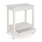 Table d'appoint rectangulaire en bois avec tiroir coulissant et étagère centrale, style ferme blanc, 13,5x22x27,75"