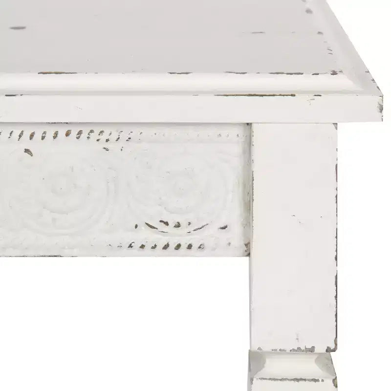 Table d'appoint rectangulaire en bois avec tiroir coulissant et étagère centrale, style ferme blanc, 13,5x22x27,75"