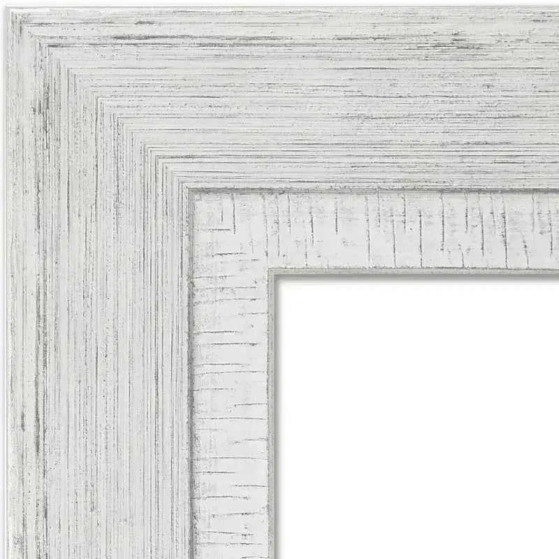 Miroir mural rustique en bois biseauté blanc délavé pour salle de bain, 20,5x24,5 pouces, montage vertical ou horizontal