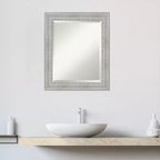 Miroir mural rustique en bois biseauté blanc délavé pour salle de bain, 20,5x24,5 pouces, montage vertical ou horizontal