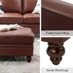 Ottoman en cuir véritable contemporain de 67 cm de large pour salon