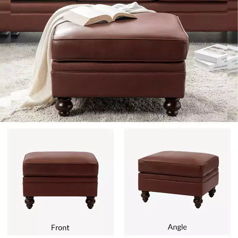 Ottoman en cuir véritable contemporain de 67 cm de large pour salon