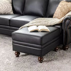 Ottoman en cuir véritable contemporain de 67 cm de large pour salon