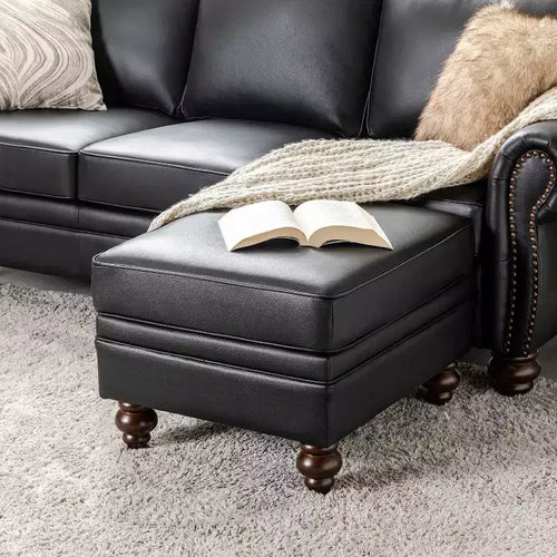 Ottoman en cuir véritable contemporain de 67 cm de large pour salon