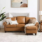 Ottoman en cuir véritable contemporain de 67 cm de large pour salon