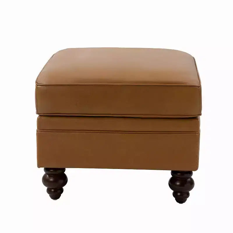Ottoman en cuir véritable contemporain de 67 cm de large pour salon