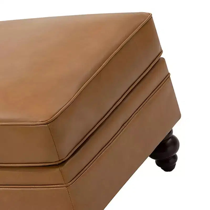 Ottoman en cuir véritable contemporain de 67 cm de large pour salon