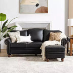 Ottoman en cuir véritable contemporain de 67 cm de large pour salon