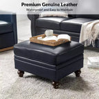 Ottoman en cuir véritable contemporain de 67 cm de large pour salon