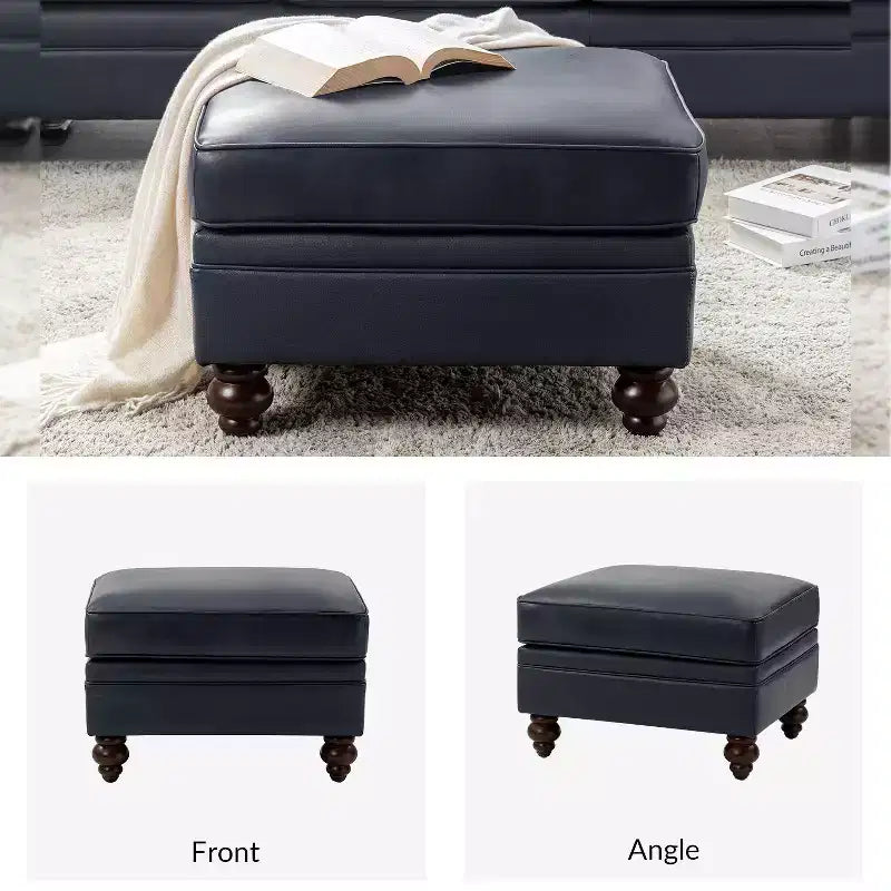 Ottoman en cuir véritable contemporain de 67 cm de large pour salon