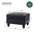 Ottoman en cuir véritable contemporain de 67 cm de large pour salon