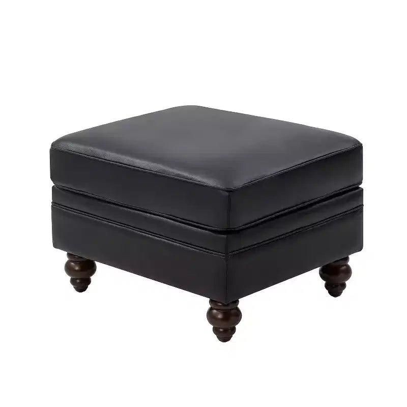 Ottoman en cuir véritable contemporain de 67 cm de large pour salon