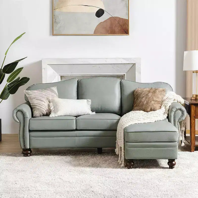 Ottoman en cuir véritable contemporain de 67 cm de large pour salon