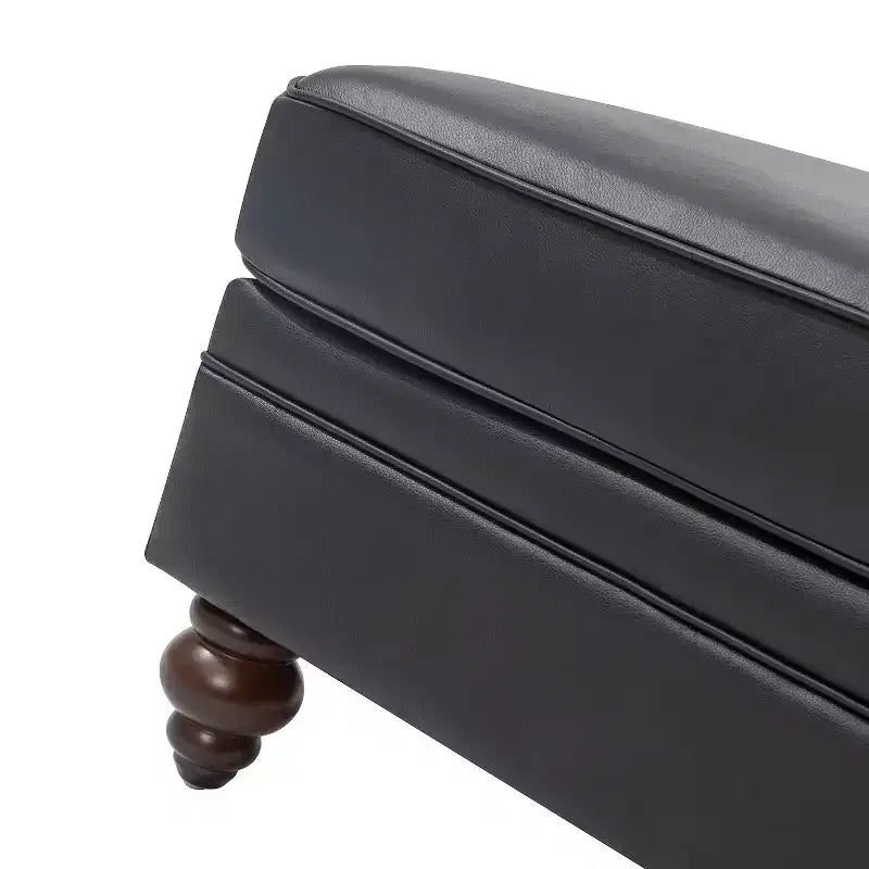 Ottoman en cuir véritable contemporain de 67 cm de large pour salon