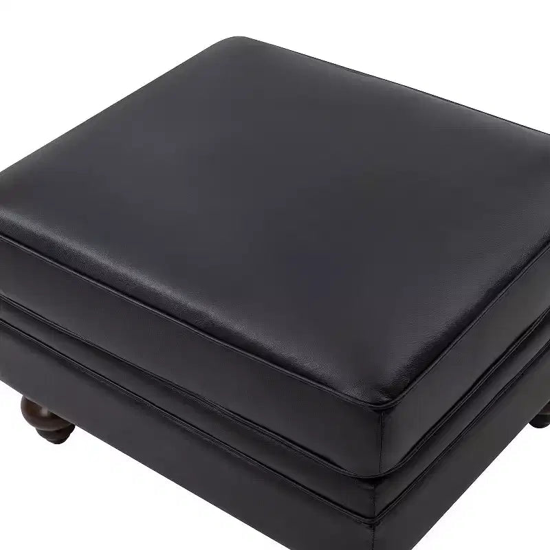 Ottoman en cuir véritable contemporain de 67 cm de large pour salon