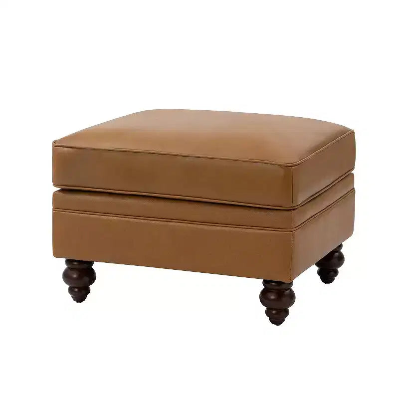 Ottoman en cuir véritable contemporain de 67 cm de large pour salon